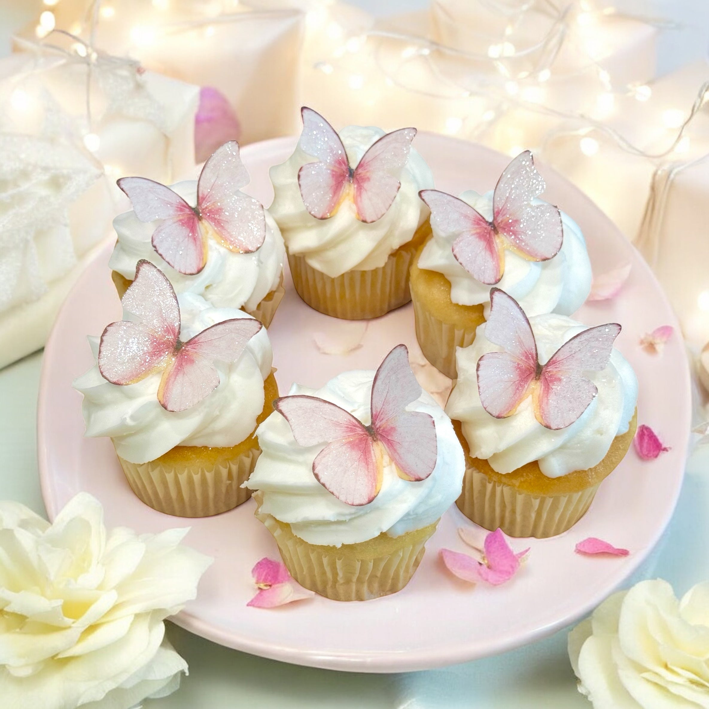Rose Petal Pink Edible Butterflies