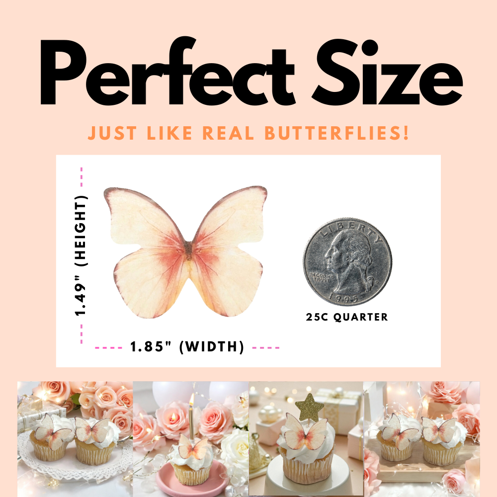 Sweet Peach Edible Butterflies