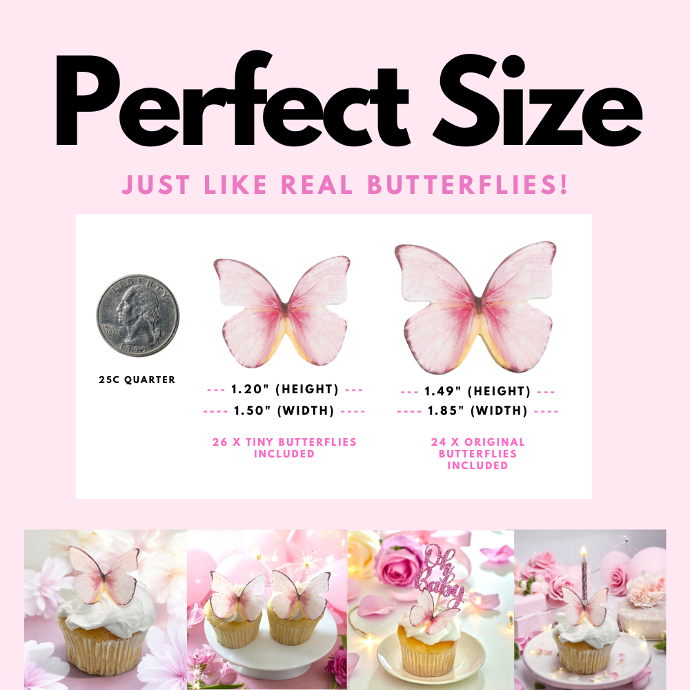 Two Size Pack Rose Petal Pink Butterflies