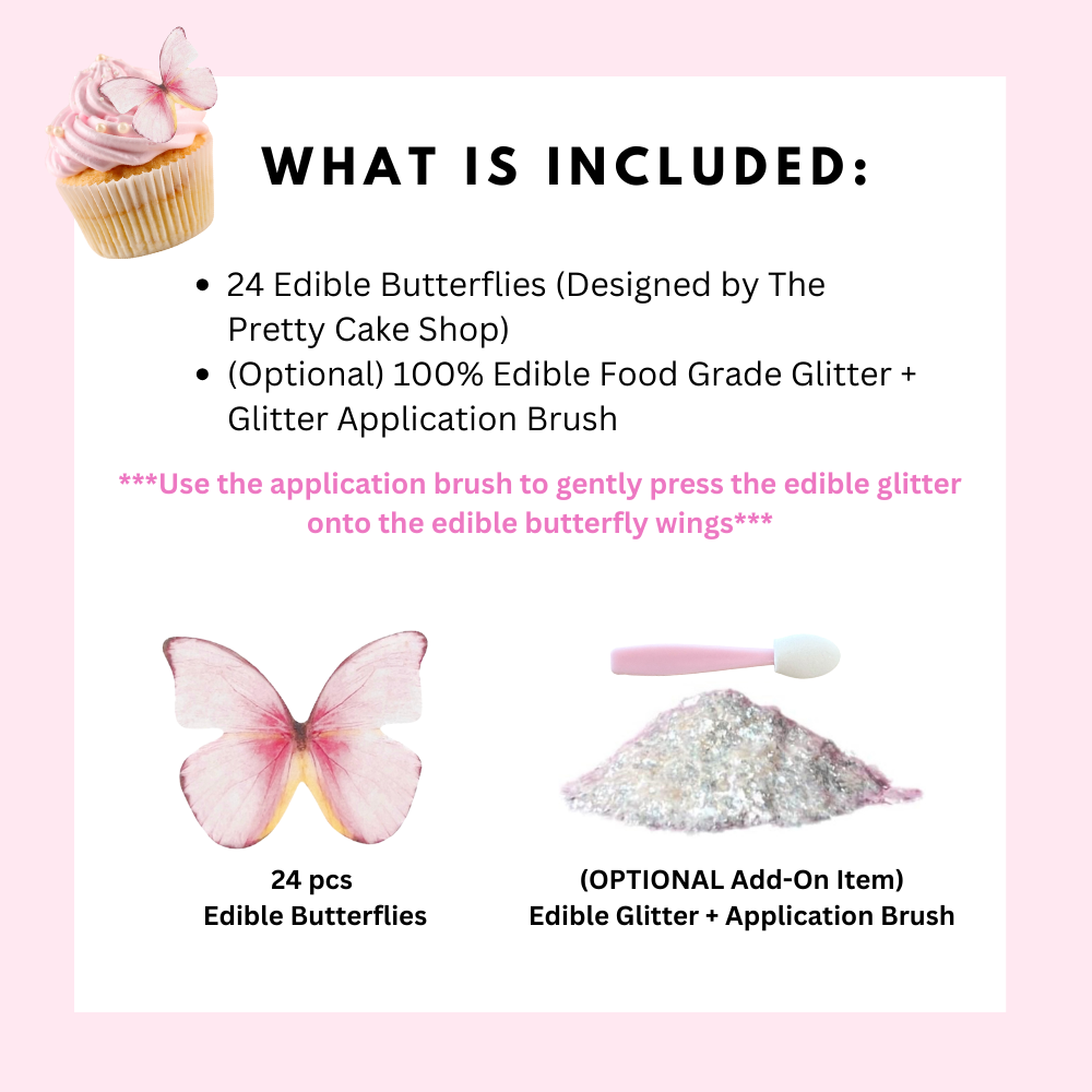 Rose Petal Pink Edible Butterflies